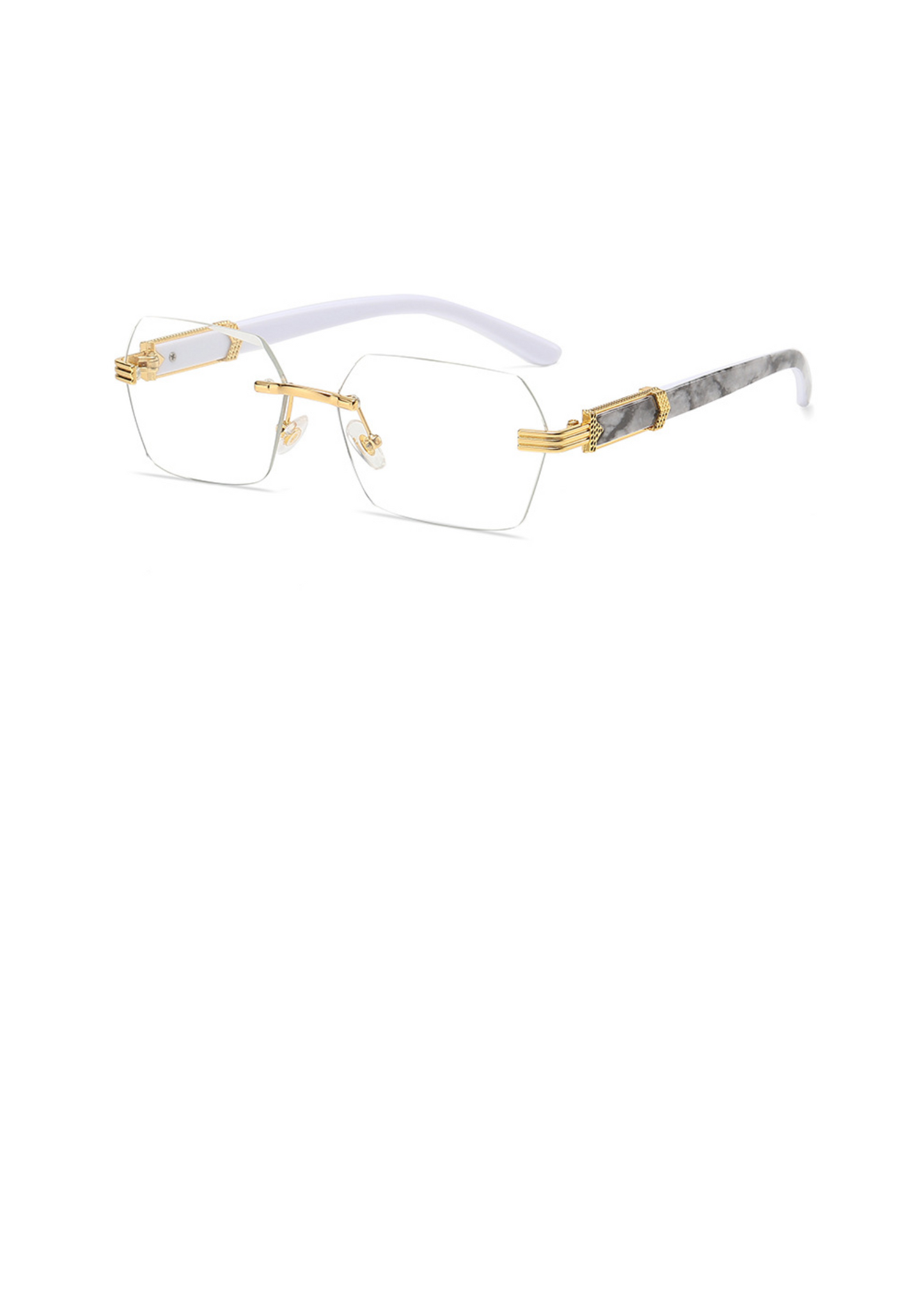 White Marble with Gold Accents and Blue Details