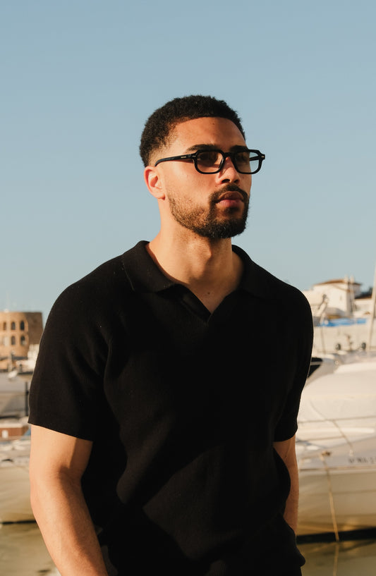 Sirocco Sunglasses - Black with Gradient Green Lenses
