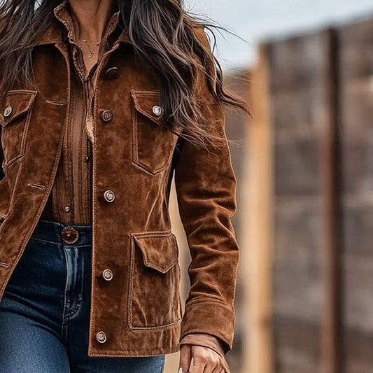 Noelle Rustic Brown Suede Jacket